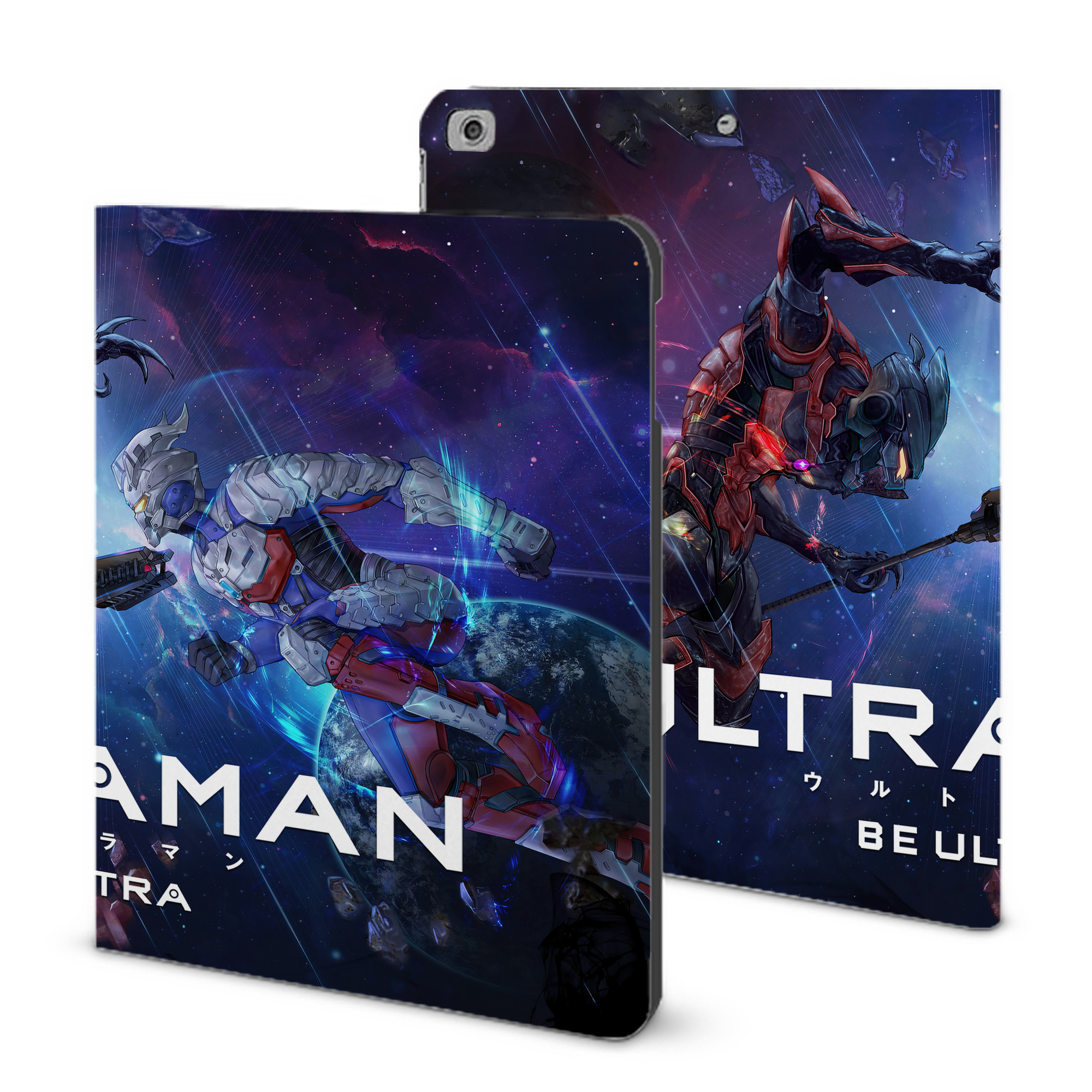 （画像用） ウルトラマン Ultraman IPad ケース ブック型 PUレザー TPU 耐衝撃 軽量 薄型 ペン収納なし 全面保護 IPad 各モデル対応